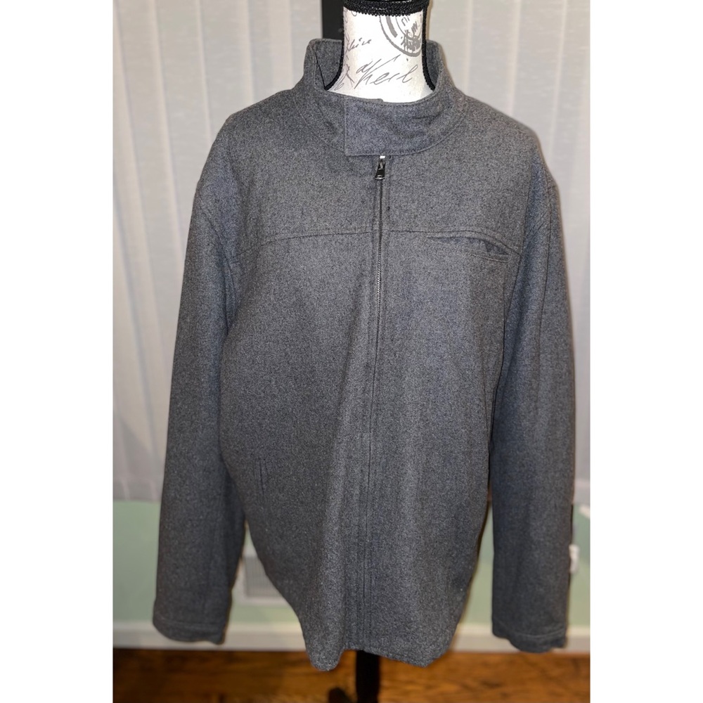 Men’s Gray Fleece Wool Jacket Big and Tall casual coats outdoor apparel - Picture 6 of 7